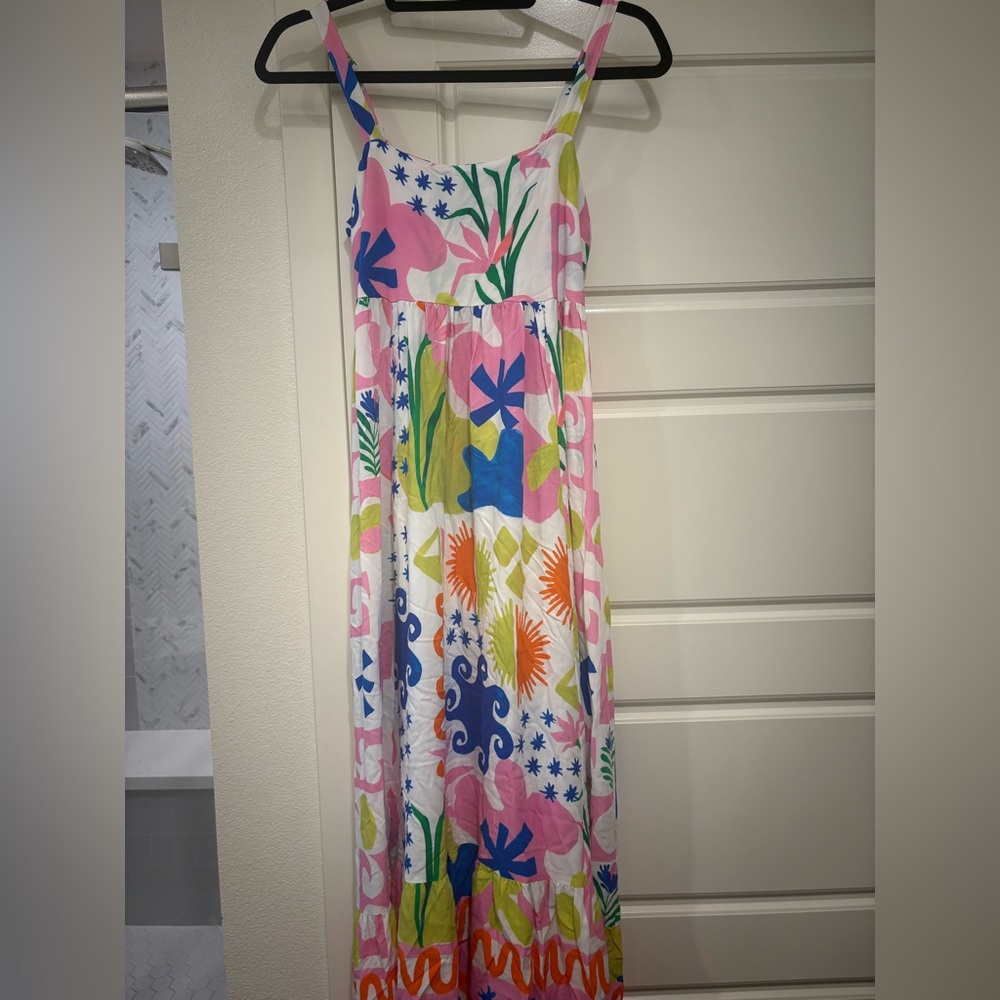Colorful Print Maxi Paper Heart Dress Size Small